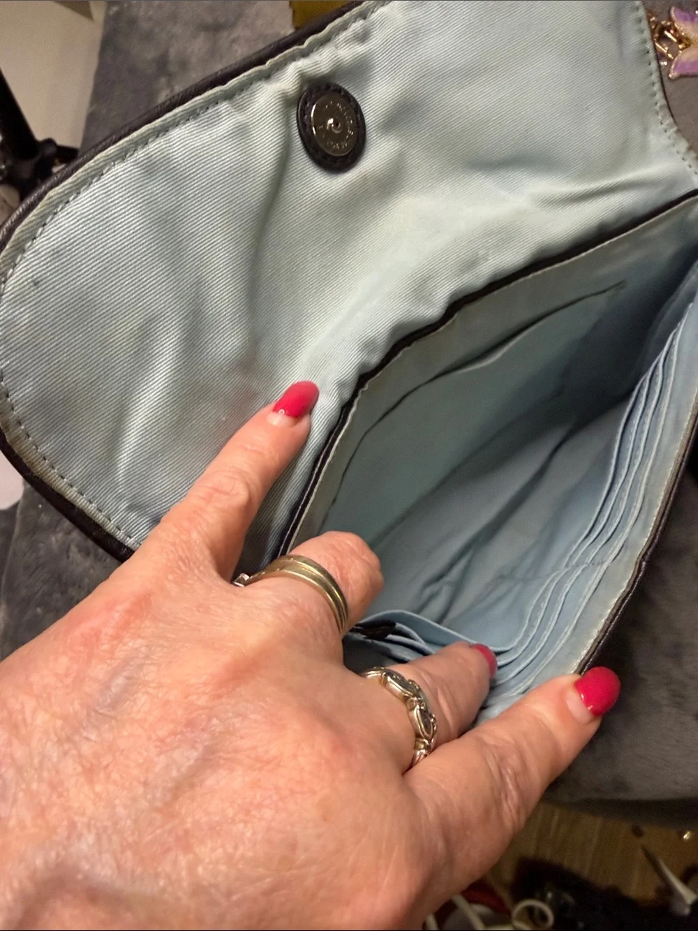 Coach Bleecker Black Leather Gathered/Pleated Flap Wristlet Clutch